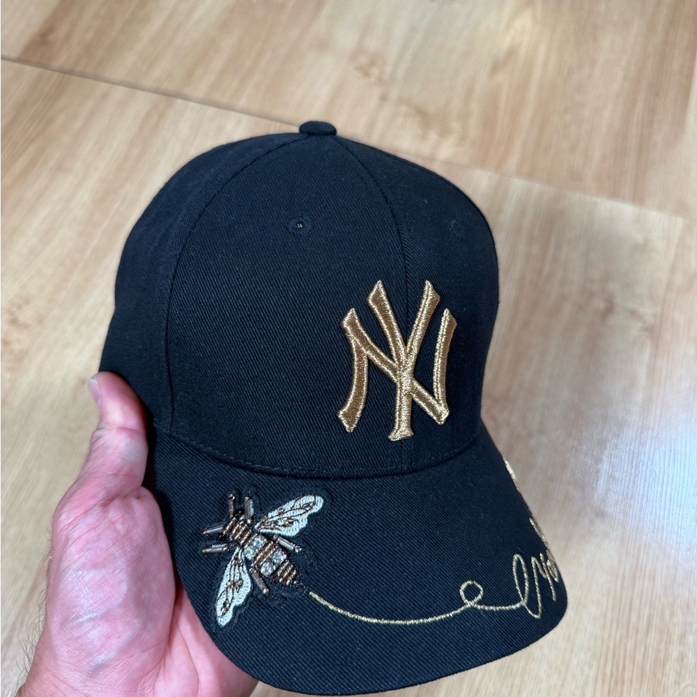 MLB Black Cap with Floral Embroidery